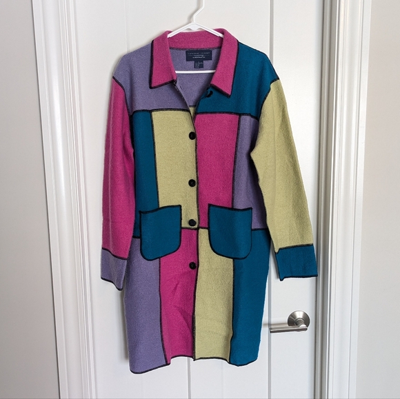 Catherine Stewart Jackets & Blazers - Vintage 100% Wool Colorful Patchwork Long Jacket - Catherine Stewart Brand sz L